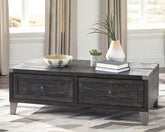 Prime Furniture - Ashley Furniture - Todoe Coffee Table with Lift Top - Lift Top Cocktail Table / Dark Gray - T901-9